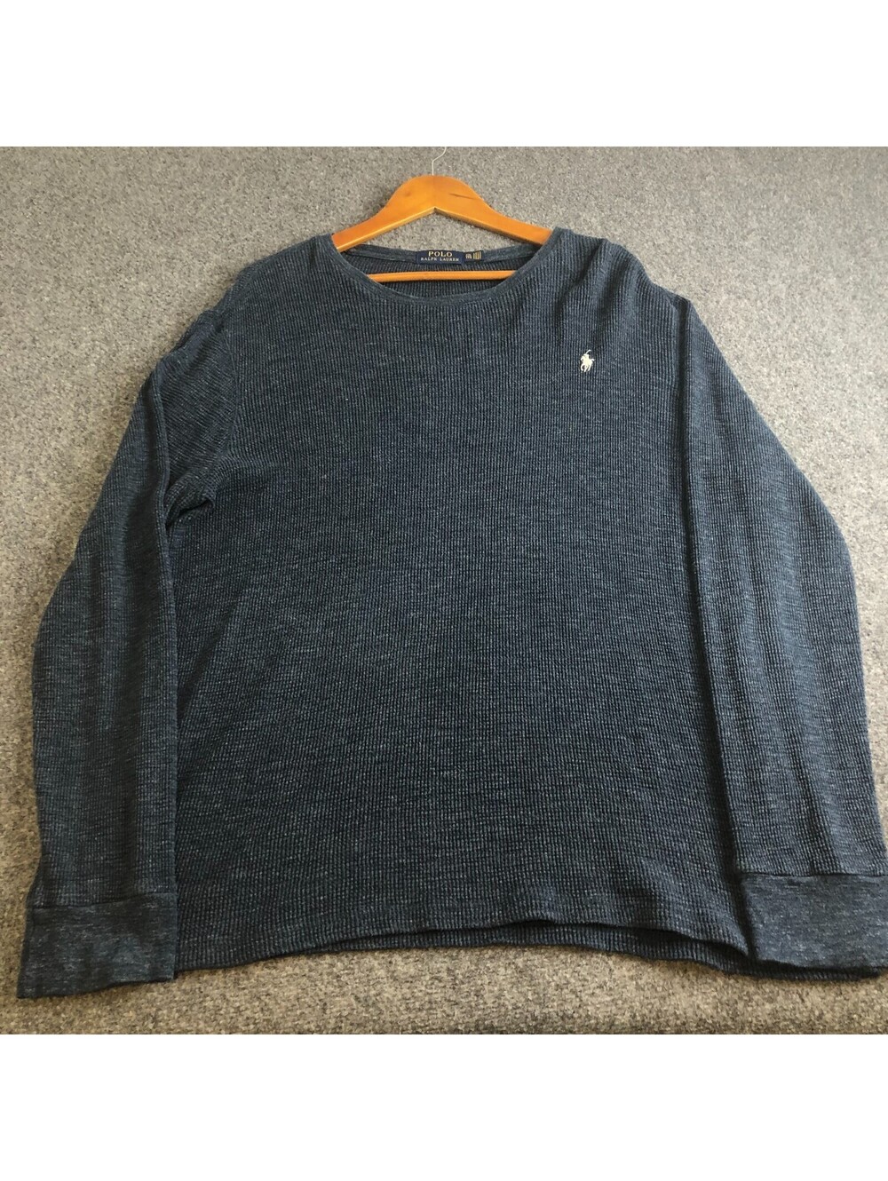 Polo Ralph Lauren Shirt Mens XXL Blue Thermal Waffle Knit Embroidered Logo